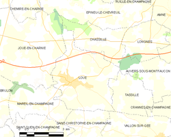 Map commune FR insee code 72168